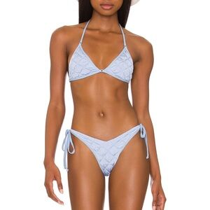Frankie’s Bikinis Ivy Puff Bikini top and bottom in baby blue